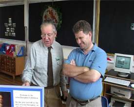 Graham Barfield and David Miller (right) inspect the exhibition